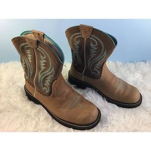 Ariat Fat Baby Tan/Brown/Turquoise Western Boots Women’s SZ 7.5C